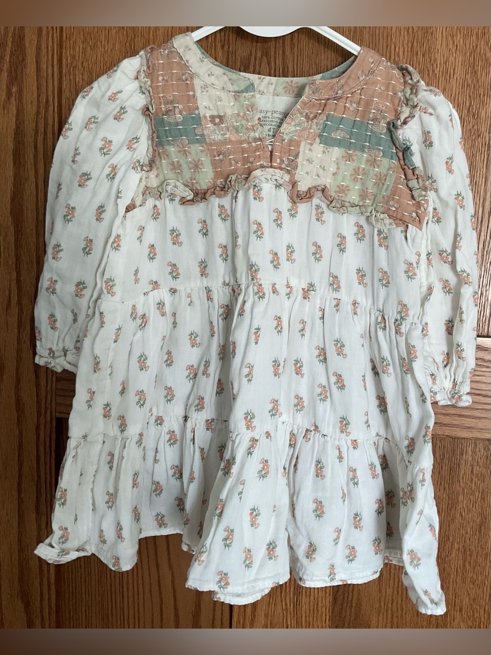 Easy Peasy floral patchwork boho dress Sz 4t neutral colors